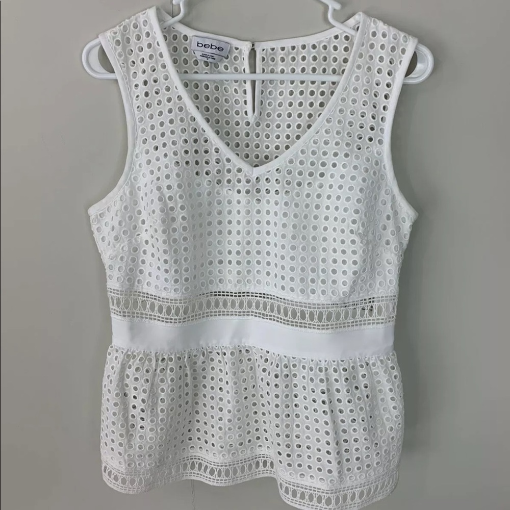 Bebe Womens Tank Top Size 10 Color White